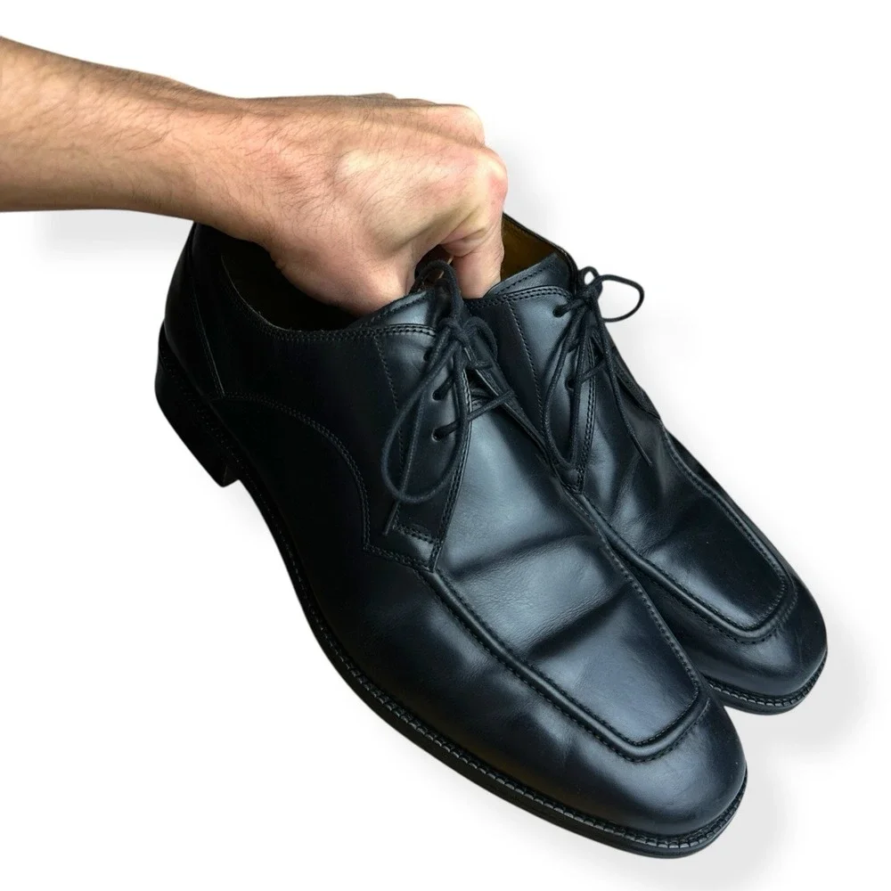 Cole Haan Oxford Shoes Black Leather Square Toe Stitched Lace Up Dress Mens 13 M